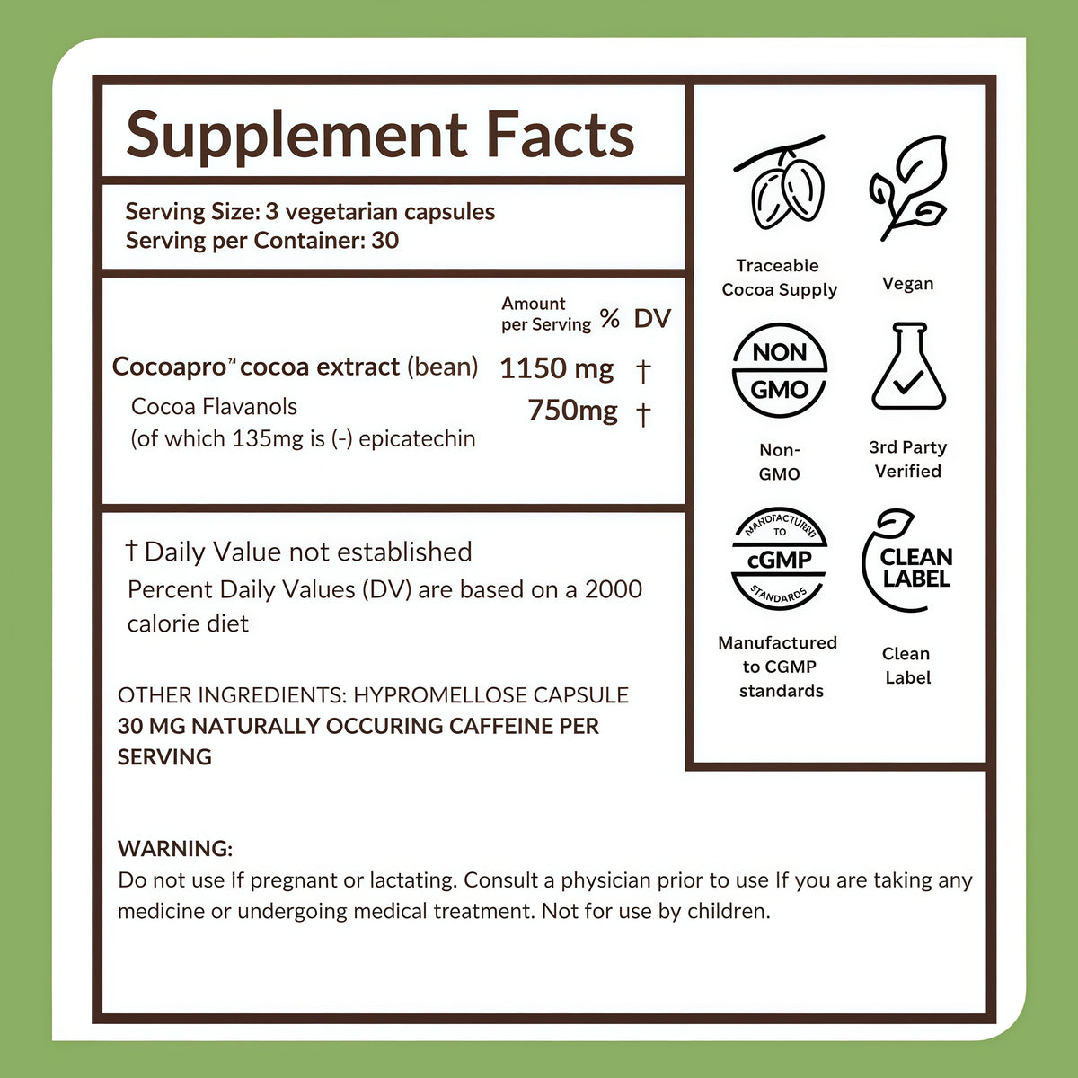 CocoaVia Ultra 750mg Cocoa Flavanols – Heart & Brain Support, Memory & Blood Circulation Booster, High Flavanol Cocoa for Nitric Oxide, Energy & Oxygen Boost, Vegan, Gluten-Free, 30-Day Supply